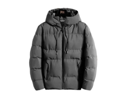 Chaqueta De Invierno Casual Para Hombre Con Capucha Relleno De Algodón Cuadros Talla 3xl Gris