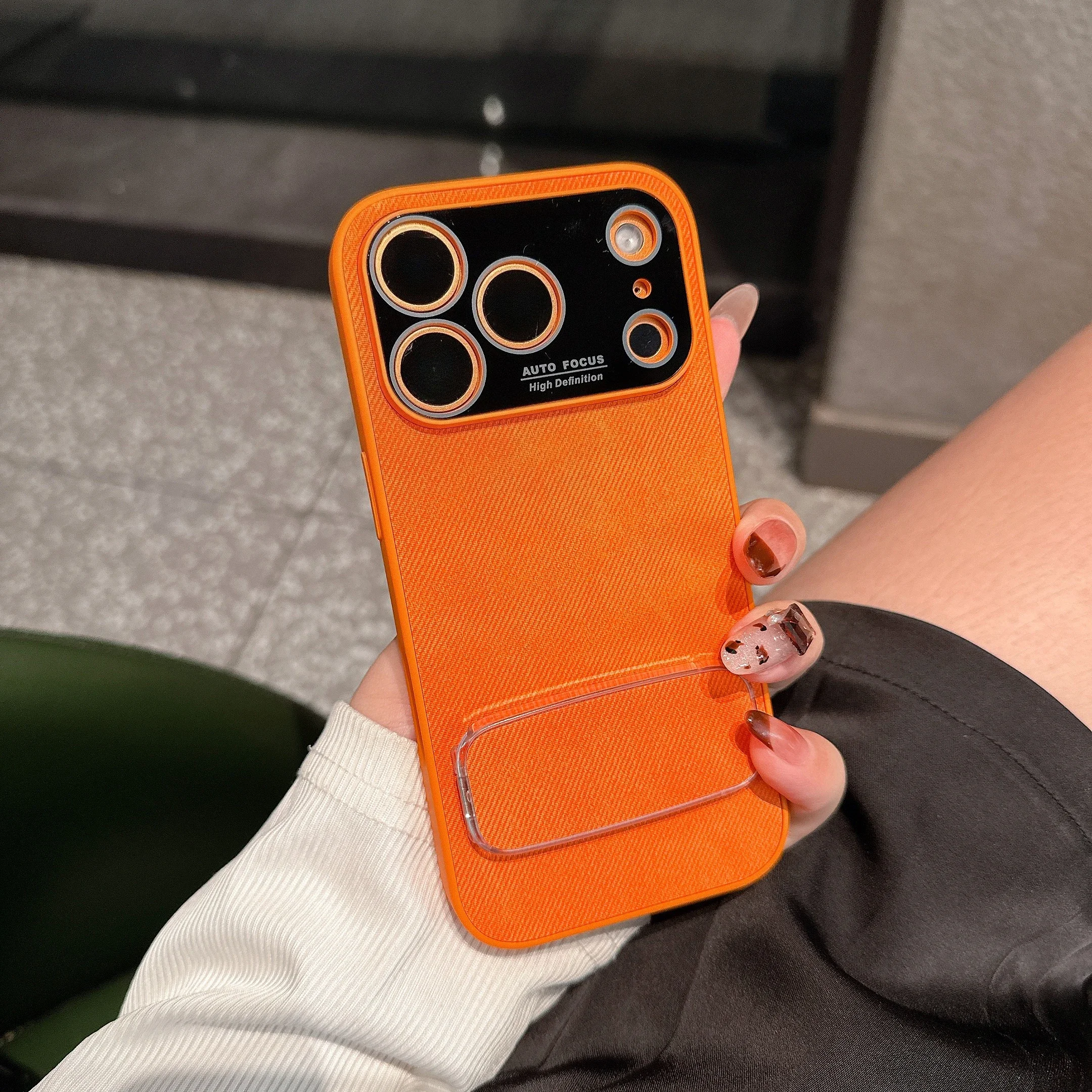(iphone 15 Pro Max, Naranja) Funda De Terciopelo Para Iphone Con Soporte Y Carcasa Suave A Prueba De Golpes