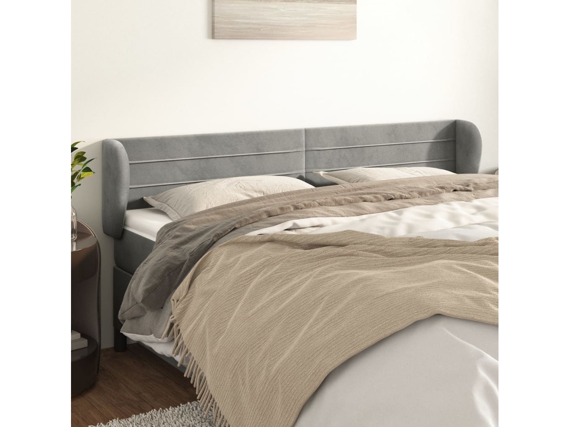 Cabecero De Terciopelo Gris Claro 183x23x78/88 Cm