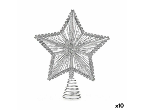 Estrella de Navidad Plateado Acero Plástico 20 x 5 x 25 cm (10 Unidades)
