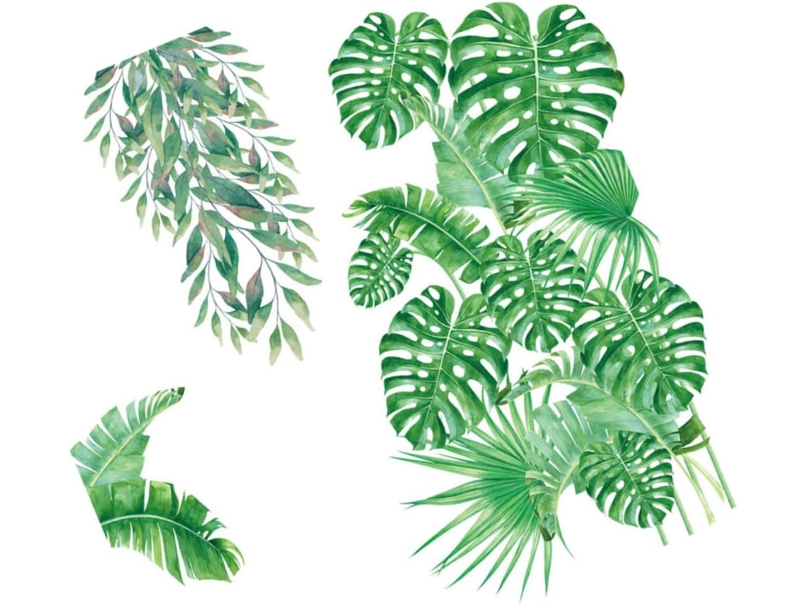 Pegatinas Pared Pvc Follaje Tropical Verde Adhesivo Suave Removible Decoración Natural Estar Dormitorio Niños