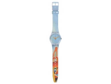 Pulsera Femenina de Silicona/Plástico SWATCH Reloj SWATCH Torre Eiffel de Robert Delaunay Color del Material: Azul