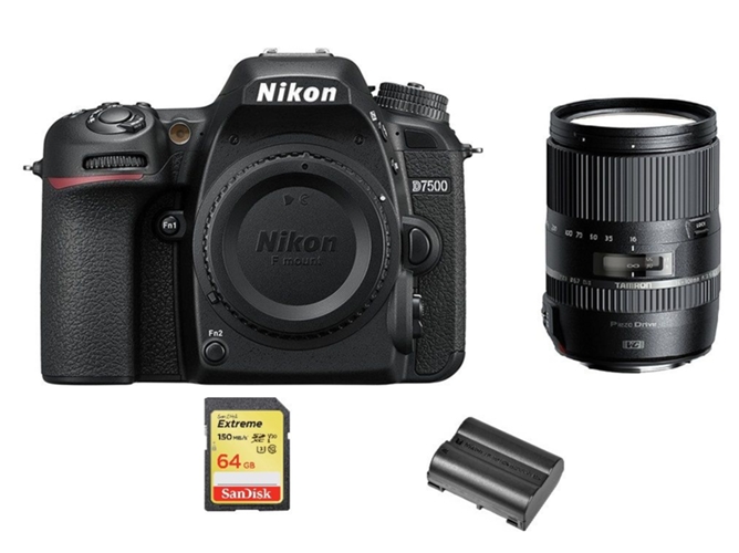 Kit Cámara Réflex NIKON D7500 + Tamron 16-300mm F3.5-6.3 Di II VC PZD Macro B016 + + 64GB SD + EN-EL15A