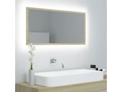 Espejo De Baño Led Acrílico Color Roble Sonoma 90x8,5x37 Cm