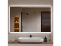 Espejo de Baño con Luz LED Perimetral, Luz Regulable en 3 Colores e Intensidades, Antivaho, Aluminio Blanco 80 x 120 cm Bellobath
