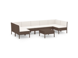 Conjunto 8 muebles de jardín VIDAXL y cojines ratán sintético marrón