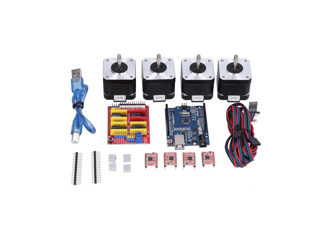Kit Uno R3 Cnc Shield V3.0 Controlador A4988 Motor 4401s Para Impresora 3d