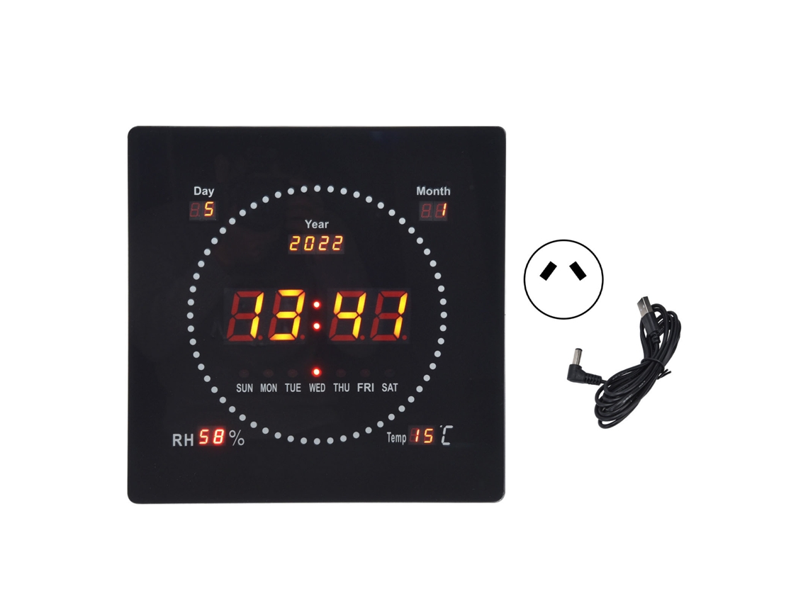 Reloj de pared digital LED grande Baok con alarma y calendario, para uso doméstico, enchufe australiano.