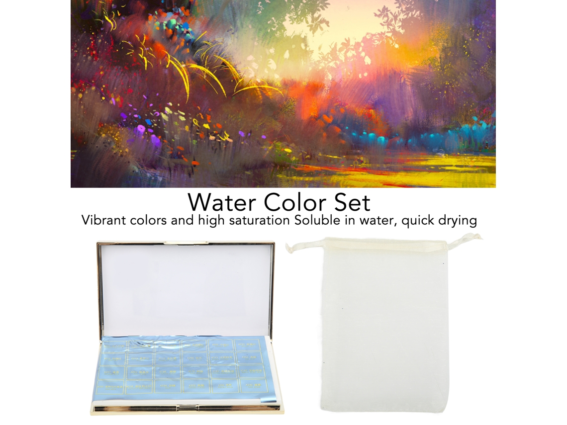 Set De 24 Pinturas De Acuarela Con Purpurina Metálica Y Estuche Metálico.