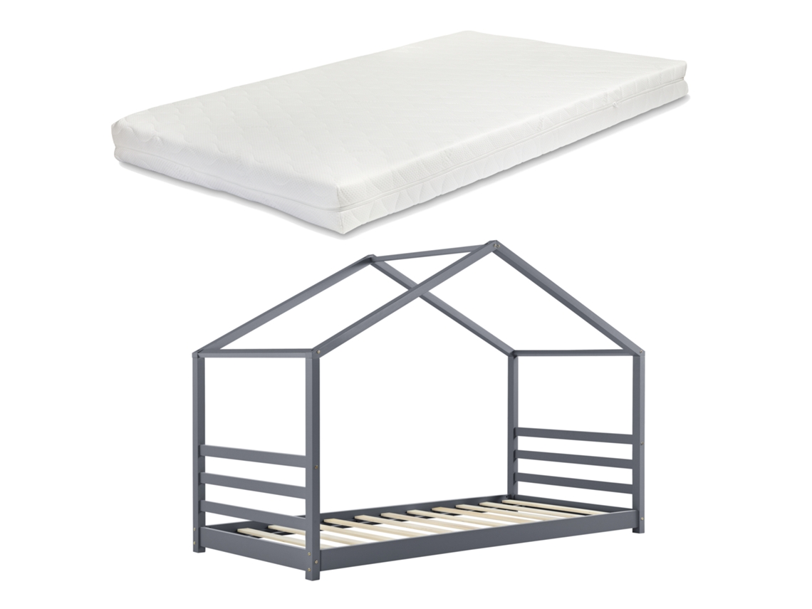 Estructura de Cama Infantil [EN.CASA] (Gris - Madera - 90x200 cm)