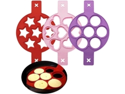 Molde de silicona para tortillas y panqueques, 3 piezas con formas de corazón, redonda y estrella.