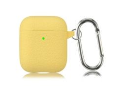 GIECY Funda protectora de silicona con textura de lichi de color sólido con diseño simple y gancho para auriculares AirPods 1/2.