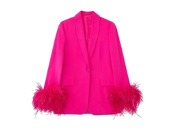 2026-chaqueta Informal De Trabajo Para Oficina Con Manga Larga Y Frente Abierto Para Mujer Ihx Xl Rosa Roja