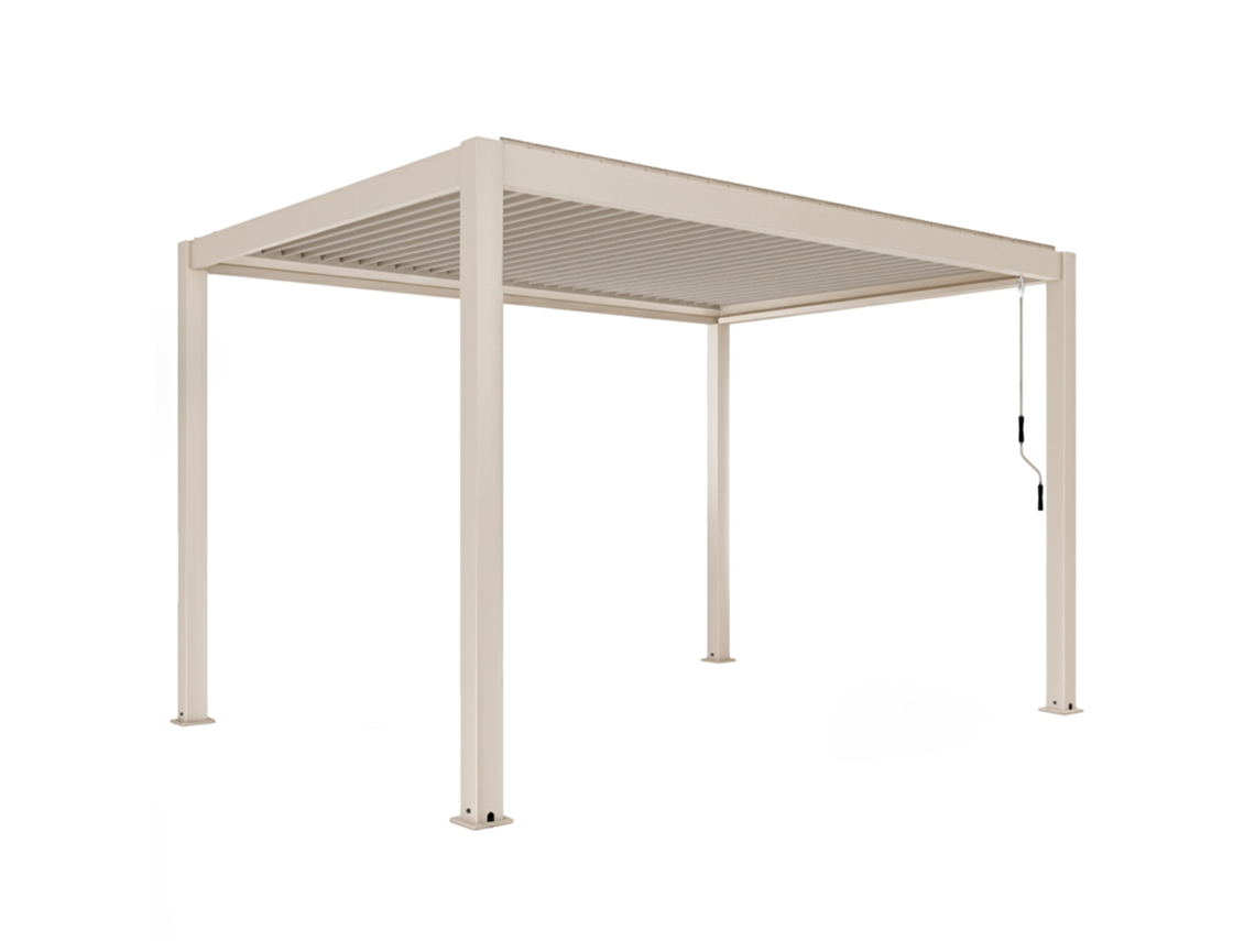 Pérgola Bioclimatique 4x3 M Autoportée Manuelle En Aluminio Crã¨me Oviala