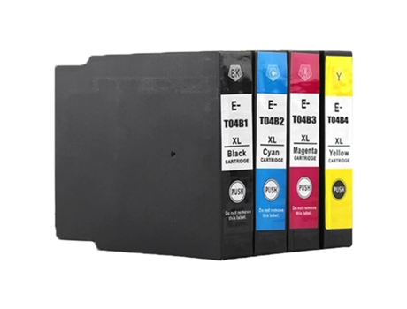 Pack 4 Cartuchos de Tinta Compatibles Epson C13T04B100 C13T04B200 C13T04B300 C13T04B400 para Wf-C8690 Wf-C8190