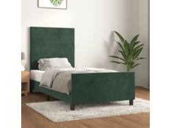 Estructura De Cama Sin Colchón Terciopelo Verde Oscuro 80x200cm