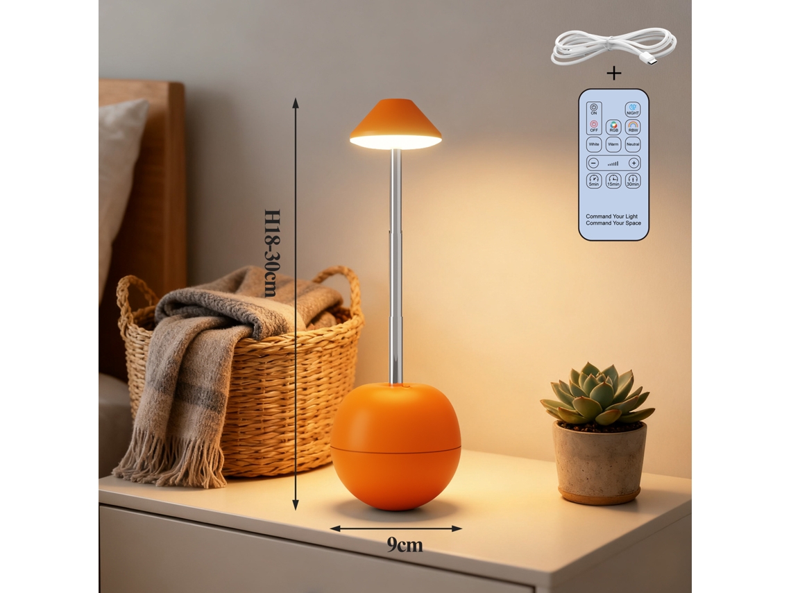 Luz Nocturna Led Ajustable Con Usb, Para Usar Junto A La Cama. Naranja. Czhhmart