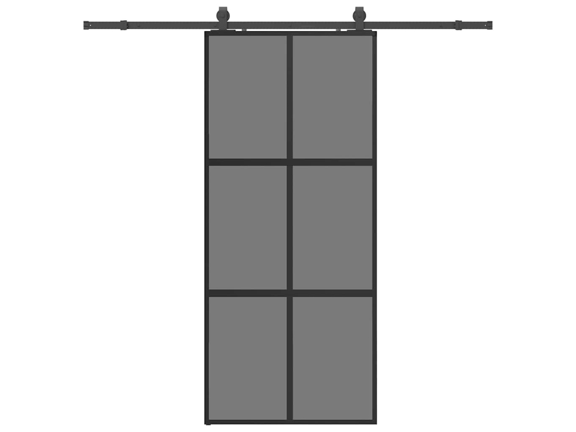 Puerta corredera con herrajes, 90x205 cm, cristal templado.