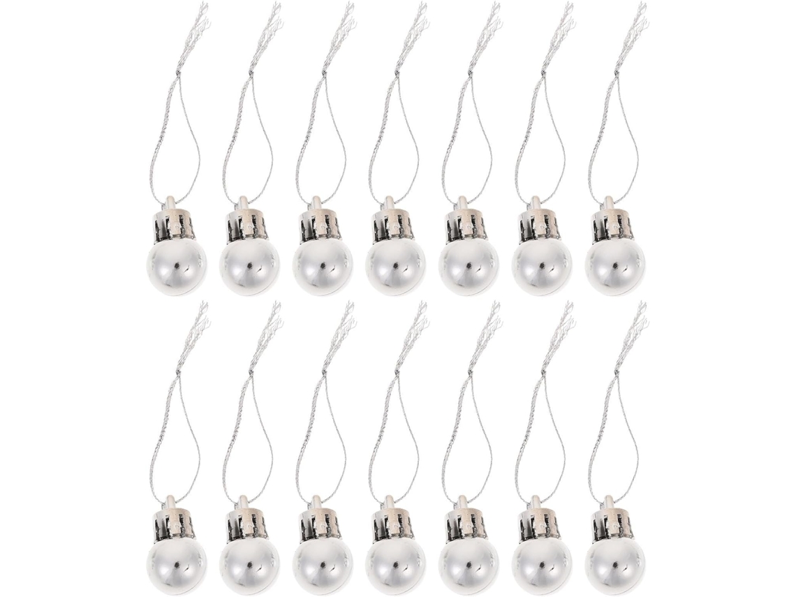 Adornos Navideños Colgantes 24 Piezas Bolitas Plateadas Miniatura 2 Plástico Ligero Decoración Árbol Navidad