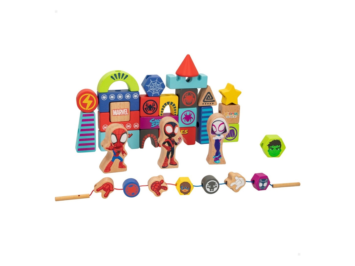Juego de Formas WOOMAX SPIDEY Blocs y Formas de Madera (Edad Mínima: 18 Meses - Dificultad: Baja)