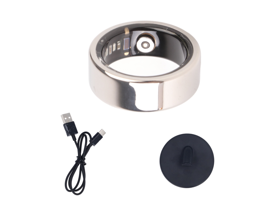 Anillo inteligente multifuncional con podómetro y monitorización del sueño, IP68, plateado, 17,4 mm