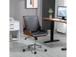VPMKP - Silla de oficina retro Vinsetto, silla de madera con altura ajustable, giratoria con función de inclinación, negra