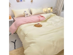 2026-juego De Funda De Edredón Y Almohada De Algodón Lavado, Cama 1.5m, 4 Piezas, Color Rosa Crema, Caliente Y Transpirable