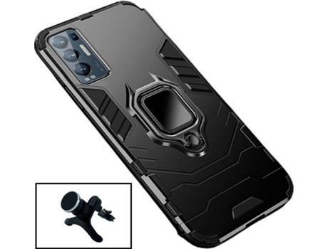 Kit Carcasa y Soporte Magnético Auto Reforzado Oppo Find X3 Neo PHONECARE Military Defender Negro