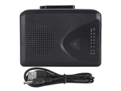 Convertidor Portátil De Casete Negro A Mp3 Con Inversión Estéreo Automática Y Conector Para Auriculares De 3,5 Mm.