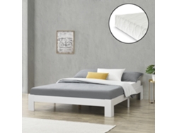 Colchón Cama Doble [ES.CASA] (204 x 164 x 30 cm - Madera de Pino - Blanco)