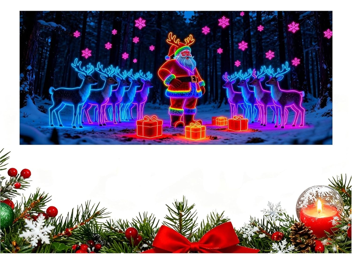 Cubierta navideña para puerta de garaje, Papá Noel fluorescente 2D, decoración de fondo grande para P Gokoco