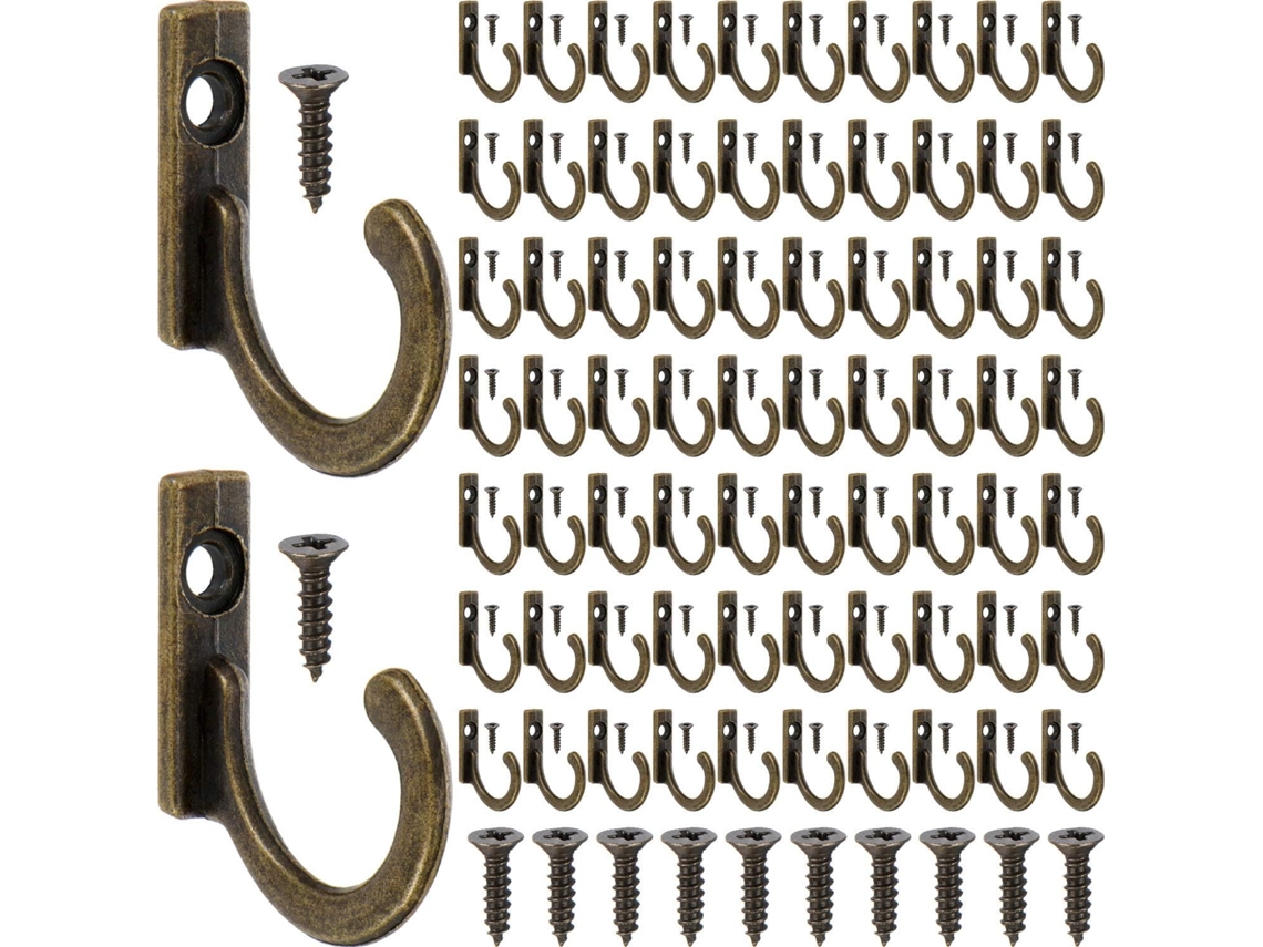 Gancho de pared individual con tornillos para colgar objetos pequeños. Diseño sencillo y práctico. Cada gancho está reforzado con un tornillo.