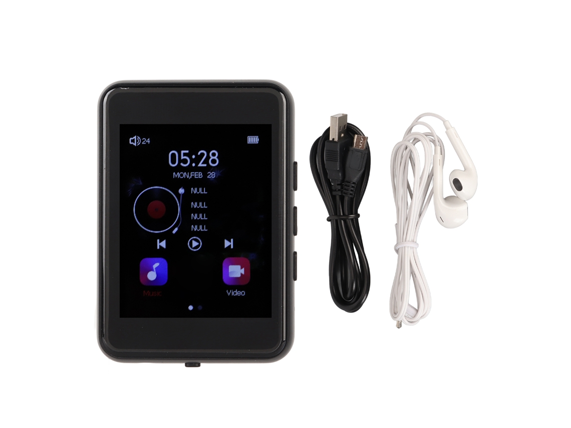 Reproductor MP3 con pantalla táctil de 2,4 pulgadas, sonido sin pérdida, Bluetooth 5.0, radio FM, grabadora, altavoz incorporado, reproductor MP4 y MP5.