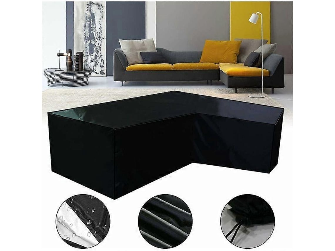 Omni-fundas Impermeables Y Antiviento Para Sofá De Esquina De Ratán 270x270x90cm Tela Oxford 210d Con Tira Impermeable