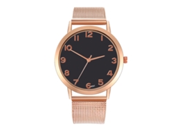 Reloj Analógico De Cuarzo Con Correa De Malla, Estilo Elegante Para Negocios Y Uso Diario (oro Rosa + Negro)
