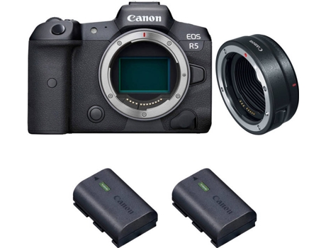 Kit Cámara Mirrorless, Adaptador y Baterías CANON EOS R5 (45 MP - Sensor: Full Frame - ISO: 100 a 51200)