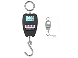 Balanza digital industrial de 200 kg (negra) con gancho.