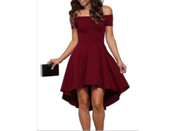 Vestido negro sexy con escote Bardot y bajo asimétrico, modelo 2026, ideal para fiestas y eventos especiales.