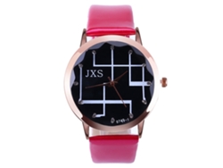 Reloj De Pulsera Zhoulianfa Para Mujer Con Líneas Geométricas Y Correa De Piel Sintética Rosa.