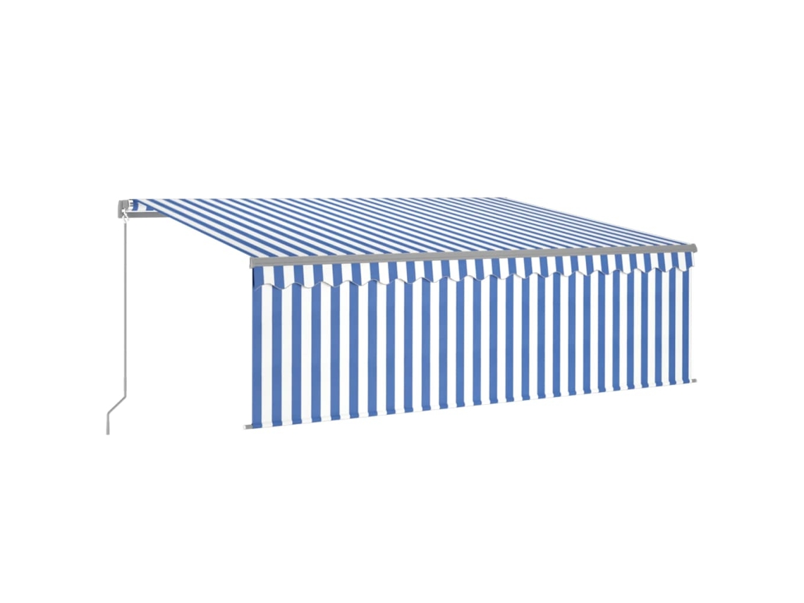 Toldo manual retráctil con persiana y LED VIDAXL azul y blanco (4x3 m)