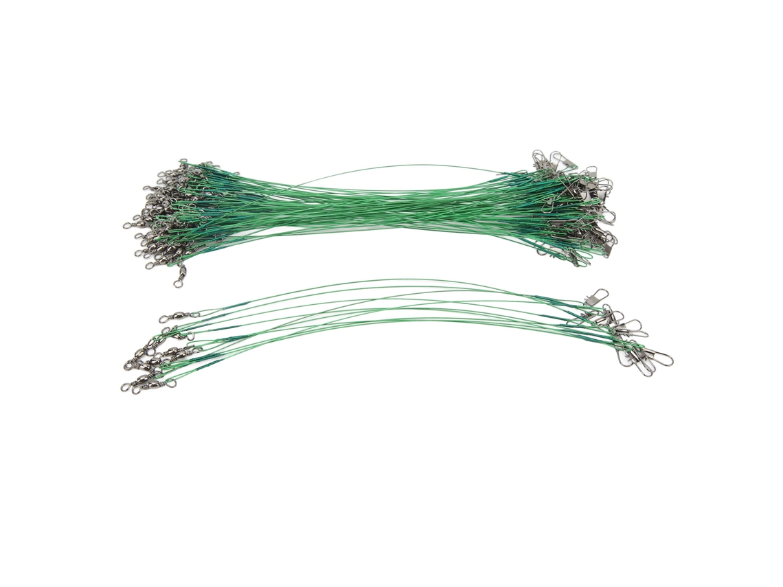 100 Piezas De Líder De Pesca Con Emerillones, Mosquetón, Línea De Acero Anticorrosión Para Pesca En Agua Salada, 20 Cm