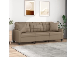 Sofá De 3 Plazas Con Cojines Cuero Sintético Capuchino 180 Cm