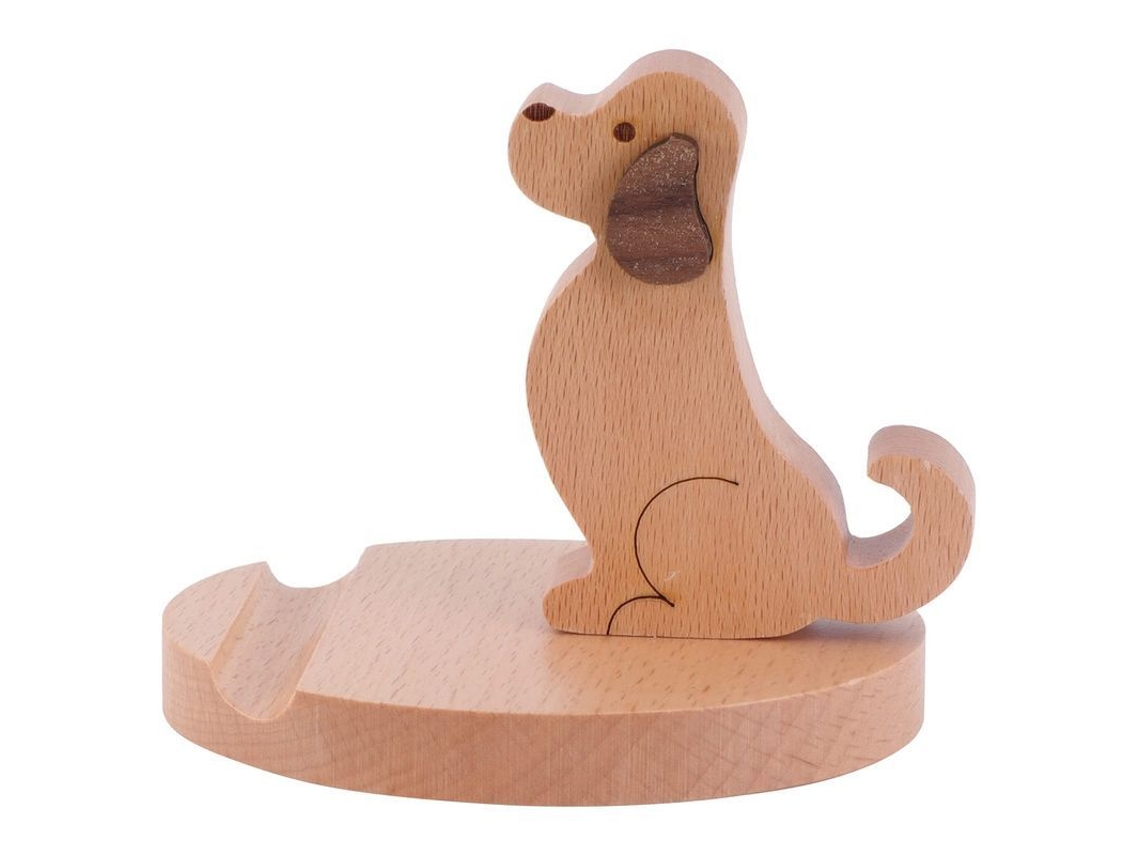 Soporte De Madera Con Forma De Perro Para Teléfono Móvil, Ideal Para Escritorio, Oficina Y Hogar.