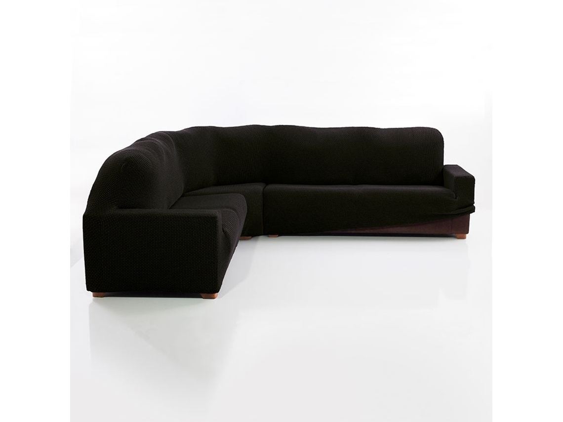 Maxifundas Fundas De Sofa Chaise Longue. Funda Sofá Rinconera Relive Color Negro. Funda Protectora Súper Elástica Para Sofá Rinconera.