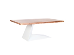 Mesa Comedor Acacia Metal Pata Blanca 200x100x76cm
