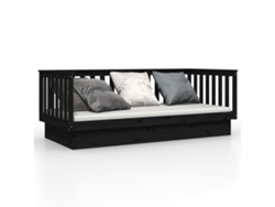 Sofá Cama VIDAXL Negro Madera (207.5x107x76 cm)