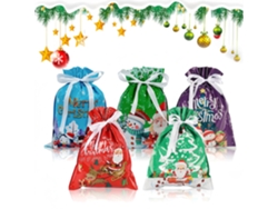 Bolsas de regalo navideñas con cordón ajustable – Bolsas de papel de aluminio para envolver regalos de fiestas y cumpleaños, paquete de 15 unidades