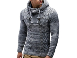 2026-jersey De Punto Con Capucha Y Cuello Alto Para Hombre Manga Larga Casual Pull Over Knitwear