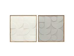Juego de 2 adornos geométricos 3D blancos para pared, 80 x 3,5 x 80 cm, VELTRIX