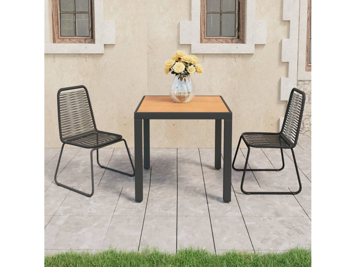 Conjunto de comedor de jardín de 3 piezas en mimbre de PVC negro y marrón de DKD Home Decor